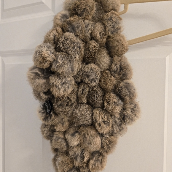 Adrienne Landau Accessories - Adrienne Landau Rabbit Fur Pom Pom Cowl/Infinity Scarf